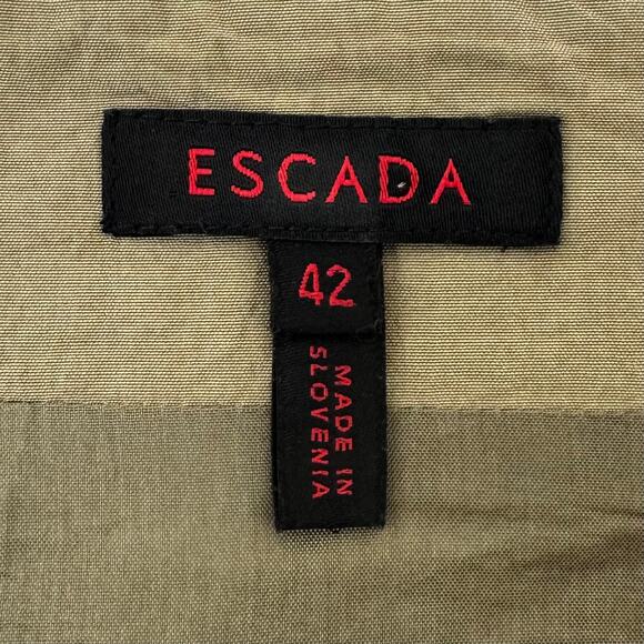 Escada Silk Pencil Skirt Asymmetrical Wrap Hem in Beige/Taupe Size 42 (US12) - Picture 9 of 11